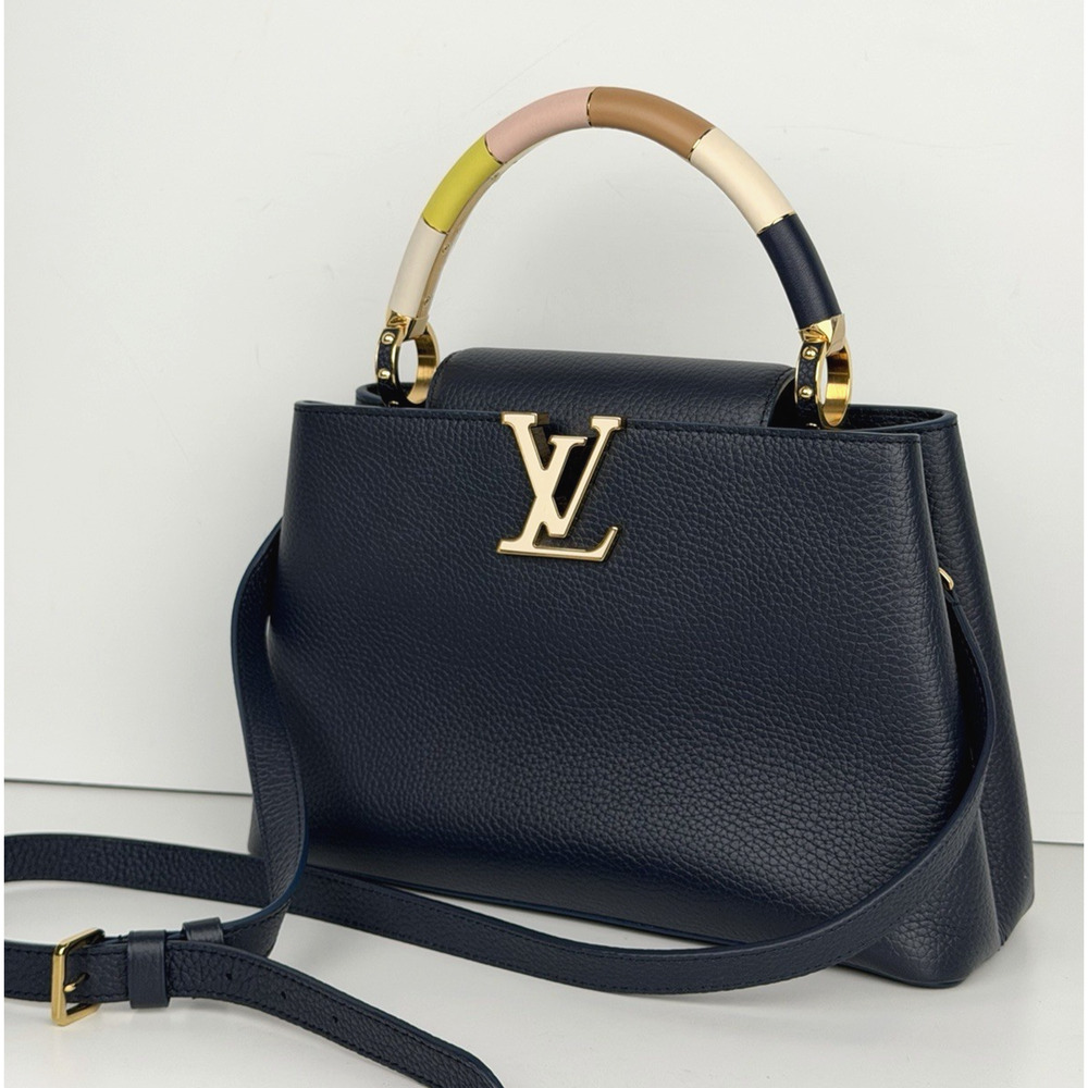 Louis Vuitton Capucines Handbag PM in Navy Ink Taurillon Leather NFC